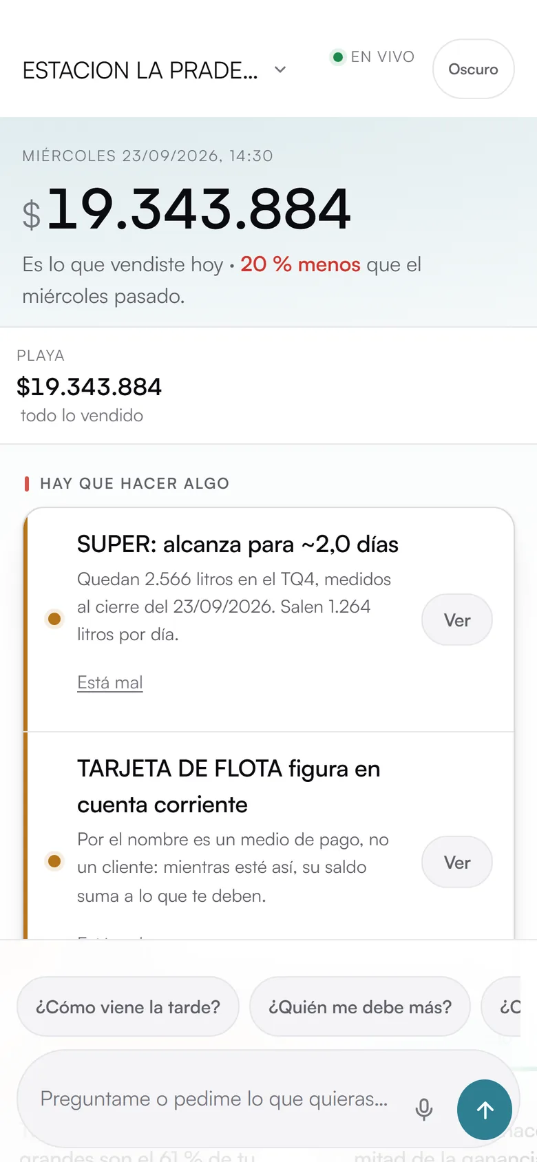 La misma pantalla de Hoy en un celular.